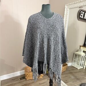 Kerisma • Knit V-Neck Poncho with Fringe
